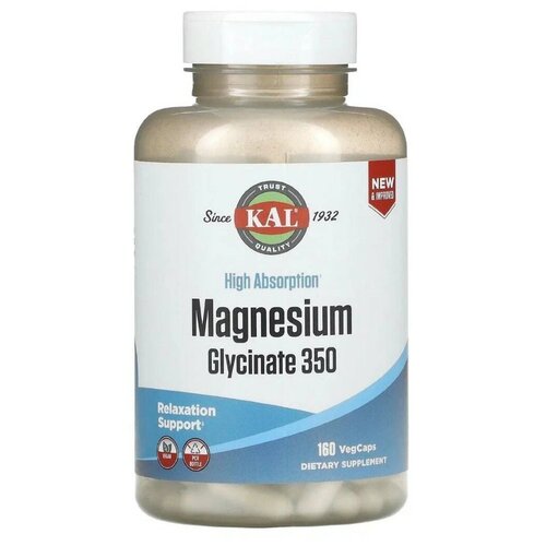 ���������� ������� KAL Magnesium Glycinate, Vegcaps , 260 �, 350 ��, 160 ��.