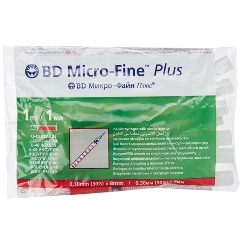   BD Micro-fine plus U-40 , 8  x 0.3 , : 30G, 10 .   , -, 