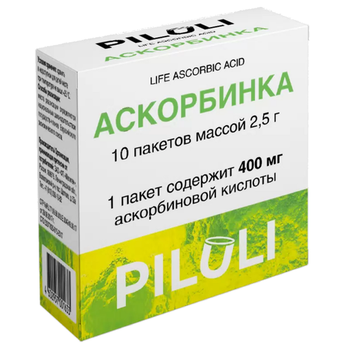 ���������� ���������� Life Ascorbic Acid ���. ���., 400 ��, 2.5 �, 10 ��.