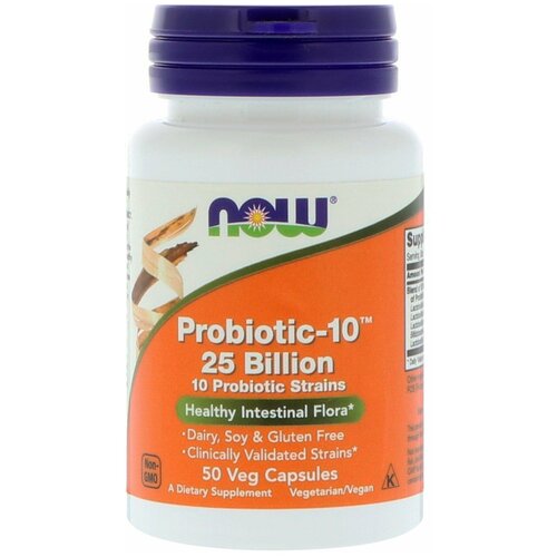 ���������� Probiotic-10, 25 ����, 50 �������������� ������, NOW Foods