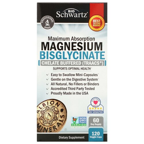 ���������� BioSchwartz Maximum Absorption Magnesium Bisglycinate (����������� ������ � ������������ ��������������) 120 ����-������