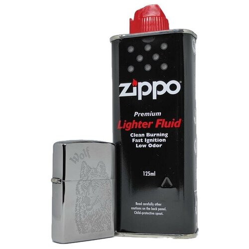   ZIPPO 200 Wolf,    Brushed Chrome +   125 