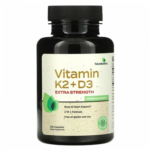 FutureBiotics, Vitamin K2 + D3, Extra Strength, 120 Capsules   , -, 