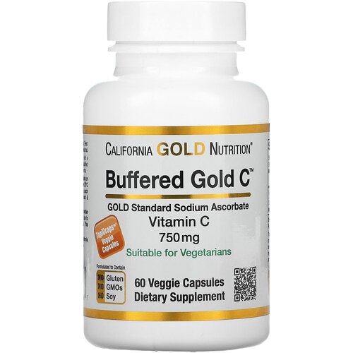 California Gold Nutrition Buffered Vitamin C ., 750 , 100 , 60 .   , -, 