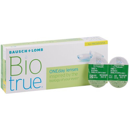 ���������� ����������� ���������� ����� BAUSCH+LOMB Biotrue Oneday for presbyopia, 30 ��., R 8,6, D -3, ADD: �������, 1 ��.