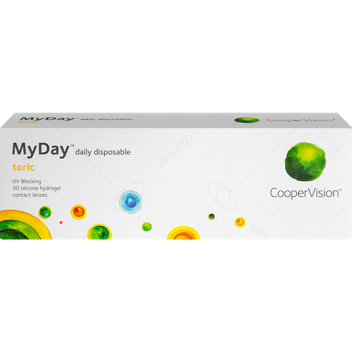 ���������� ����������� ���������� ����� CooperVision MyDay daily disposable toric, 30 ��., R 8,6, D 0,�CYL:�-2,25,�A�:�10, 1 ��.