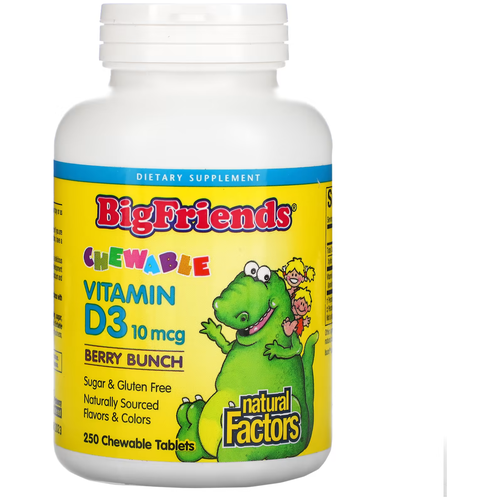 ���������� Natural Factors Big Friends Chewable Vitamin D3 ���. ���., 400 ��, 120 �, 250 ��., �������