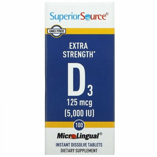 Superior Source, Extra Strength D3, 125 mcg (5,000 IU), 100 MicroLingual Instant Dissolve Tablets   , -, 