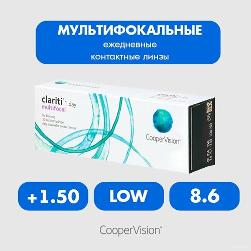 ���������� ����������� ���������� ����� CooperVision Clariti 1 day Multifocal, 30 ��., R 8,6, D +1,5, ADD: ������, 1 ��.