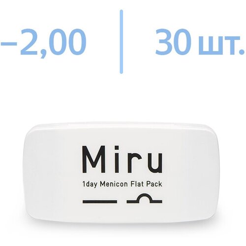 ���������� ����������� ���������� ����� Menicon Miru 1 day Flat Pack, 30 ��., R 8,6, D -2, 1 ��.
