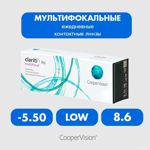 ���������� ����������� ���������� ����� CooperVision Clariti 1 day Multifocal, 30 ��., R 8,6, D -5,5, ADD: ������, 1 ��.