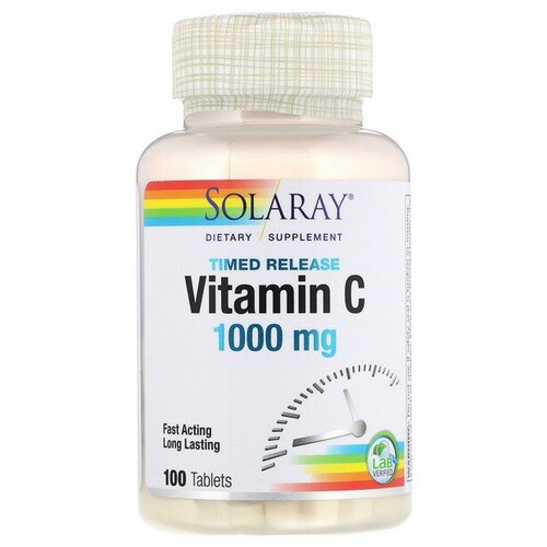 ���������� �������� Solaray Vitamin C Timed Release, 180 �, 1000 ��, 100 ��.