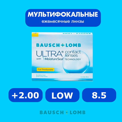 ���������� ���������� ����� �� ����� BAUSCH+LOMB Ultra for Presbyopia, 3 ��., R 8,5, D +2, ADD: ������, 1 ��.