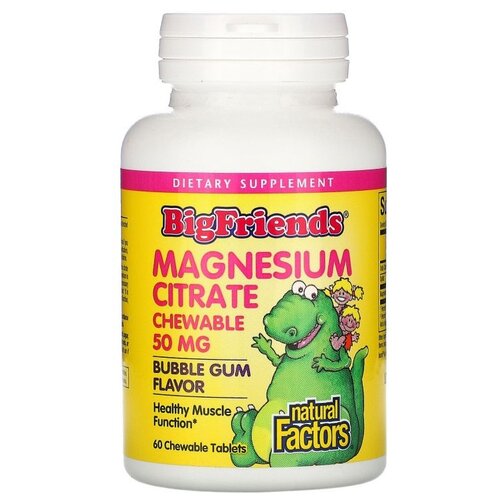���������� �������� Natural Factors Big Friends Chewable Magnesium Citrate, 110 �, 50 ��, 60 ��.