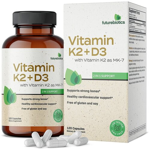 FutureBiotics, Vitamin K2 + D3 with Vitamin K2 as MK-7, 120 Capsules   , -, 