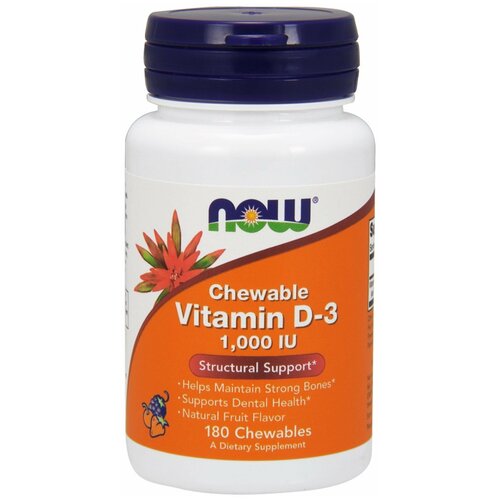���������� �������� NOW Chewable Vitamin D3 ��������� �����, 100 �, 1000 ME, 180 ��.