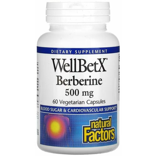 ���������� 100% iHerb - Berberine, ��������, WellBetX, 500 ��, 60 �������������� ������, Natural Factors
