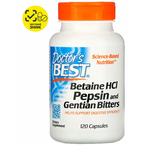 Doctor's Best, Betaine HCL Pepsin and Gentian Bitters,    ,   , 650 , 120    , -, 