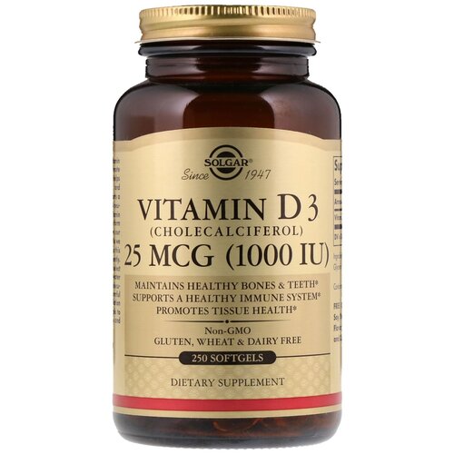 ���������� ������� SOLGAR Vitamin D3 (Cholecalciferol) 1000 ��, 640 �, 1000 ME, 250 ��.
