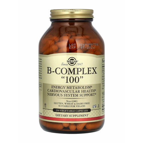 ���������� Solgar, B-complex � ��������, �������� ��������� ������ �, 100��, 250 ��, �������