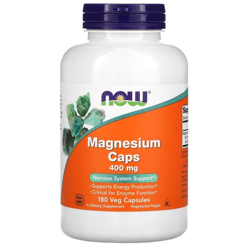 ���������� NOW Foods, Magnesium Caps, 400 mg, ������ � ��������, 400 ��, 180 ������������ ������