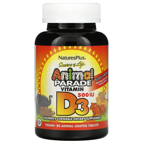  Natures Plus Animal Parade Vitamin D3, 199 , 500 , 90 .   , -, 