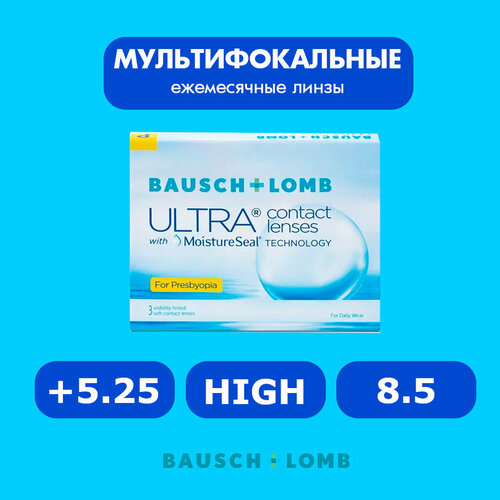 ���������� ���������� ����� �� ����� BAUSCH+LOMB Ultra for Presbyopia, 3 ��., R 8,5, D +5,25, ADD: �������, 1 ��.