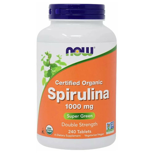 ���������� �������� NOW Sertified organic Spirulina, 380 �, 1000 ��, 240 ��.