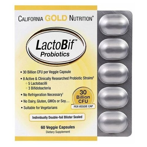 California Gold Nutrition LactoBif ., 30  , 130 , 60 ., , 1 .   , -, 