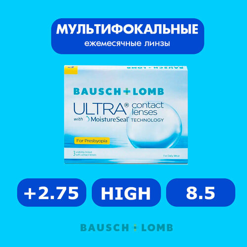 ���������� ���������� ����� �� ����� BAUSCH+LOMB Ultra for Presbyopia, 3 ��., R 8,5, D +2,75, ADD: �������, 1 ��.