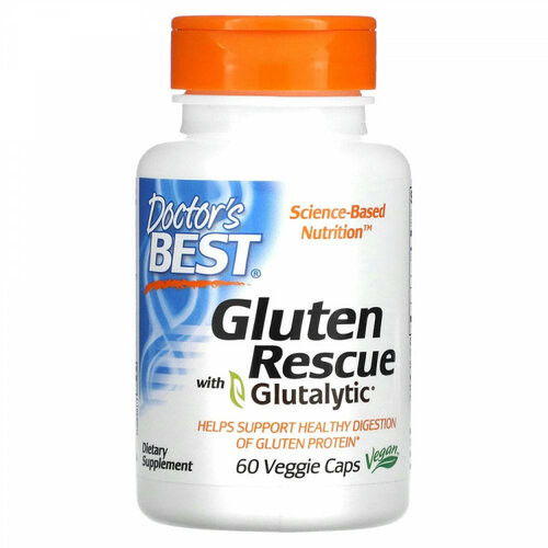 ���������� Doctor's Best, Gluten Rescue, �������� ��� ����������� ������� � Glutalytic, 60 �������������� ������