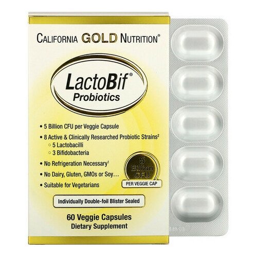 California Gold Nutrition LactoBif ., 5  , 100 , 60 ., , 1 .   , -, 