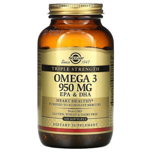 Solgar, Omega 3, EPA & DHA, Triple Strength, 950 mg, -3,   ,  , 950 , 100    , -, 