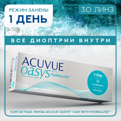 ���������� ����������� ���������� ����� ACUVUE OASYS 1-Day with HydraLuxe, 30 ��., R 9, D +4,5, 1 ��.