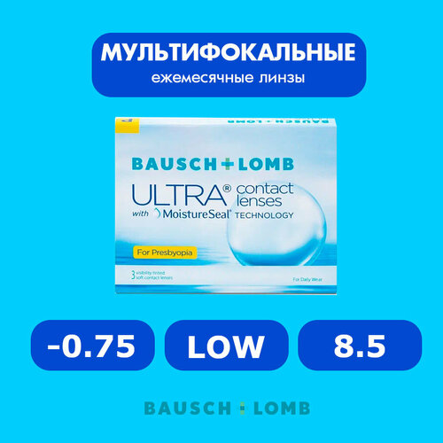 ���������� ���������� ����� �� ����� BAUSCH+LOMB Ultra for Presbyopia, 3 ��., R 8,5, D -0,75, ADD: ������, 1 ��.