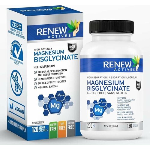 Magnesium Biglycinate, Renew Actives,   - 200 , 120    , -, 