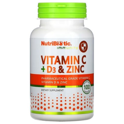 NutriBiotic Immunity Vitamin C+D3 & Zinc ( C + D3  ) 100    , -, 