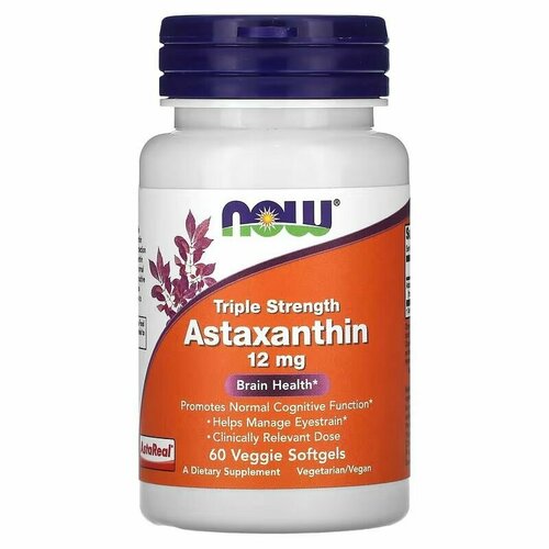 ���������� �����������, Astaxanthin, NOW, 12 ��, 60 ��������� ������