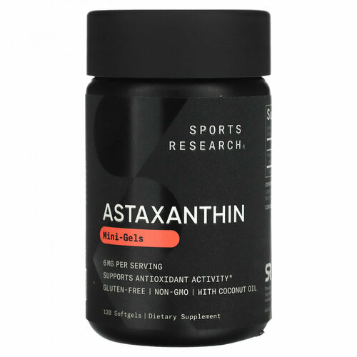 ���������� ����������� �� ��������������� 6 ��, Astaxanthin 6 mg, Sports Research, 120 ������