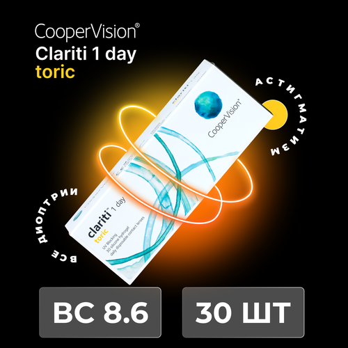 ���������� ����������� ���������� ����� CooperVision Clariti 1 day toric., 30 ��., R 8,6, D -1,25,�CYL:�-1,75,�A�:�90, 1 ��.