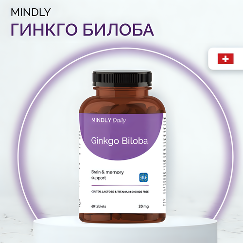 ���������� ������ ������ � B3 ��� ��� � ������� ���, 60 ������, (20 �� � 5 ��), MINDLY Daily Ginkgo Biloba, ���������� �������� ��� �������