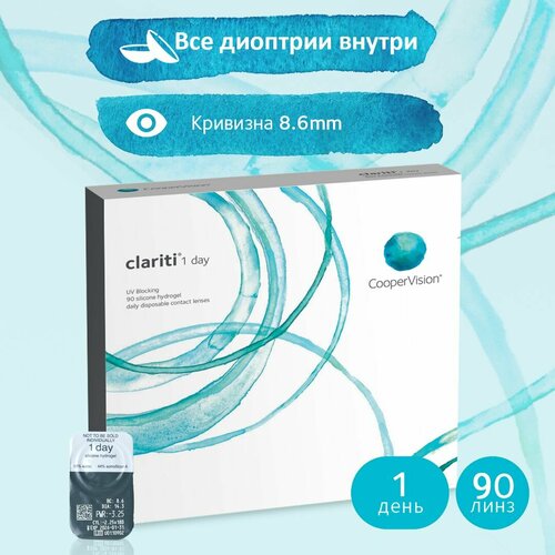 ���������� ����������� ���������� ����� CooperVision Clariti 1 day, 90 ��., R 8,6, D +3, 1 ��.