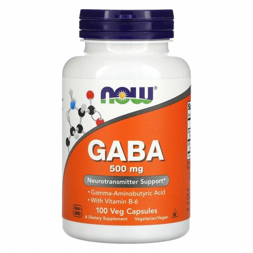 NOW Foods, GABA,    B6, 500 , 100     , -, 