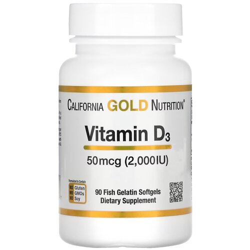  3 (Vitamin D3 California Gold Nutrition), 50  (2000 ), 90    , -, 